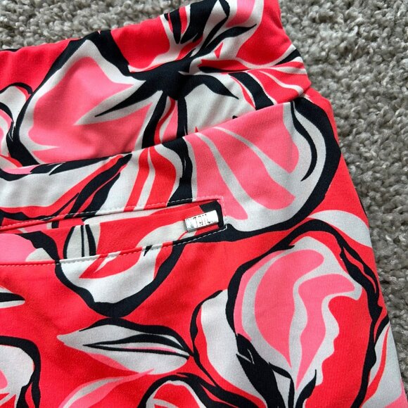 Tail Floral  Women's Sz Large Print Pleated Mini Skirt With Pockets Red/White - Picture 5 of 8